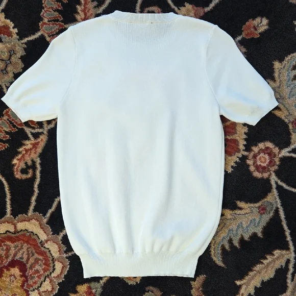 Gracia White Floral Embellished Short Sleeve Top - Picture 3 of 4